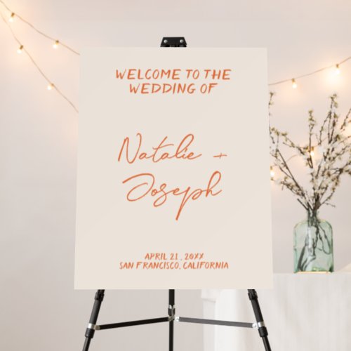 Modern Hand Written Retro Bright Wedding Welcome Foam Board