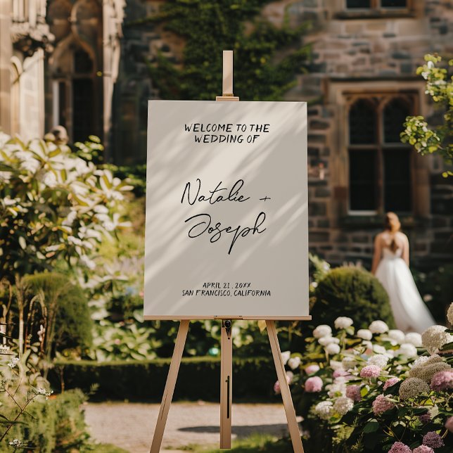 Modern Hand Written Retro Unique Wedding Welcome Foam Board (Creator Uploaded)