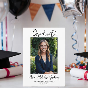 Modern Hand Written Script 2 Photos Graduate  Invitation