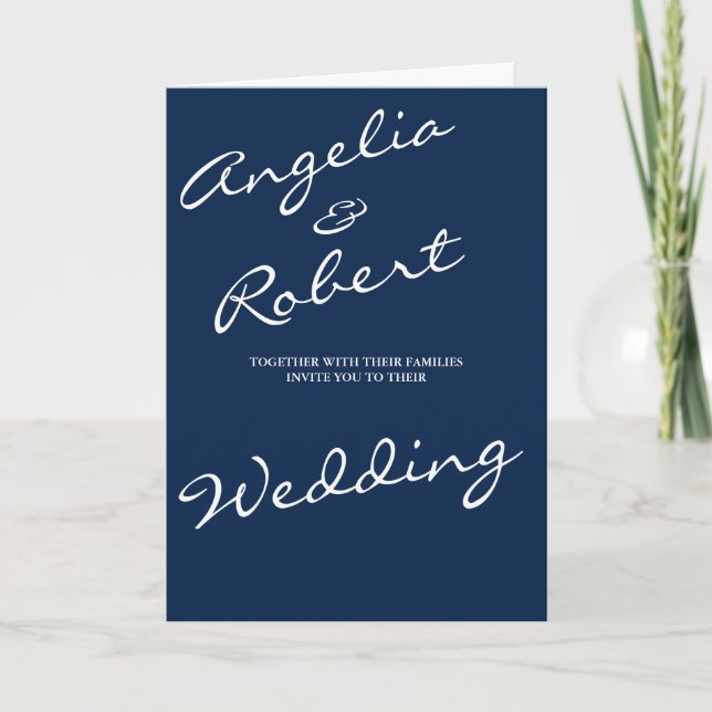 Modern Hand Written White Script Photo Wedding Invitation (Front)