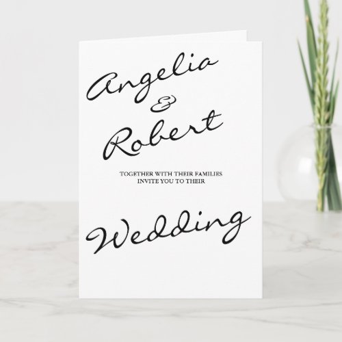 Modern Hand Written White Script Photo Wedding Invitation