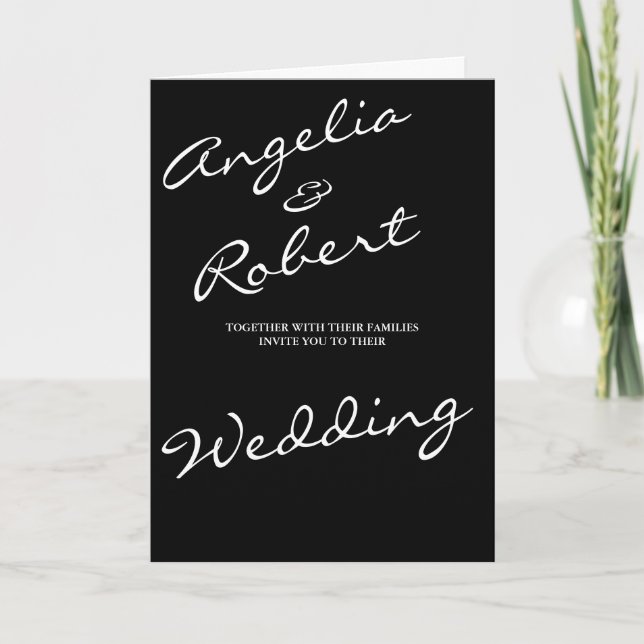 Modern Hand Written White Script Photo Wedding Invitation (Front)