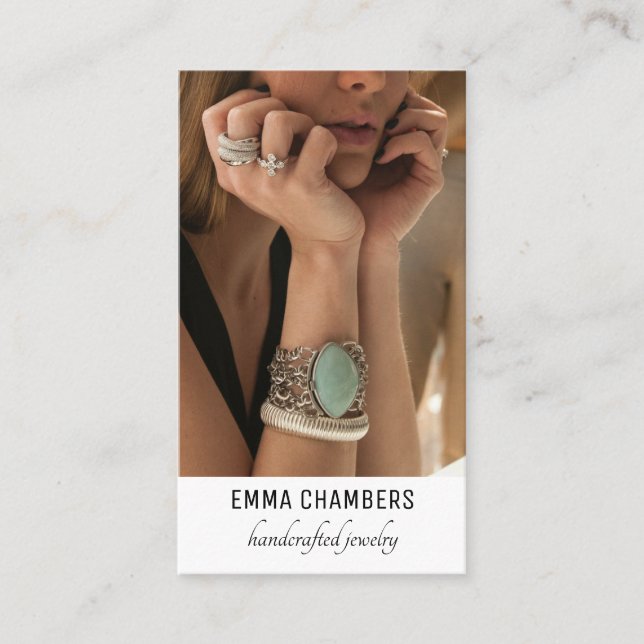 Modern Handcrafted Jewelry Designer Business Card (Front)