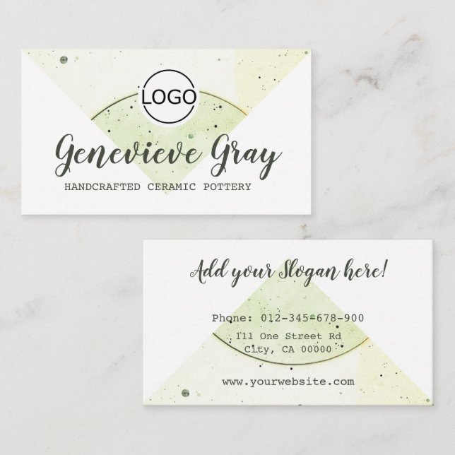 Modern Handcrafted Pottery Calligraphy Script Logo Business Card (Front/Back)