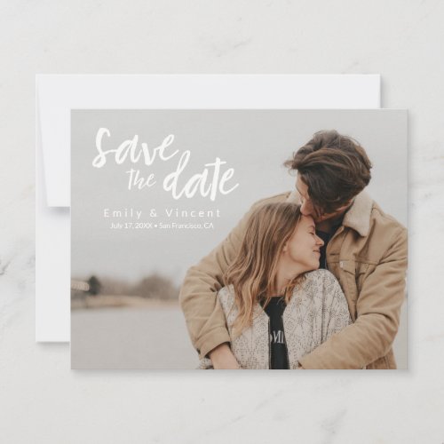 Modern Handlettered Save the date Engagement photo Announcement