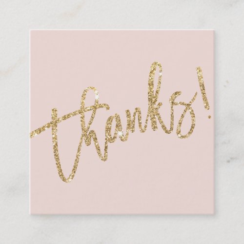 MODERN HANDLETTERED thanks gold glitter blush pink Square Business Card