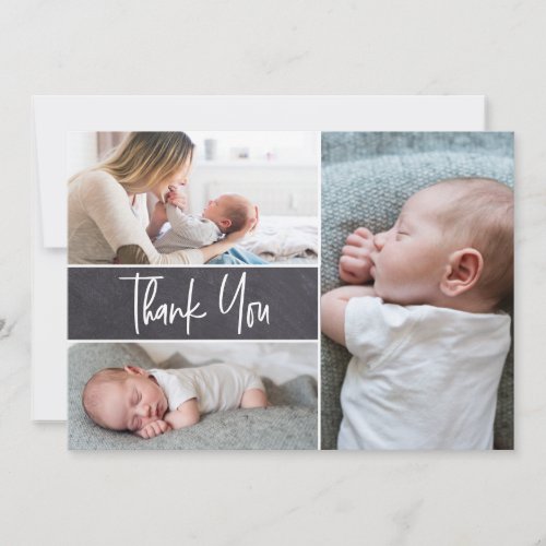 Modern Handlettering 3 photos Baby Shower  Thank You Card