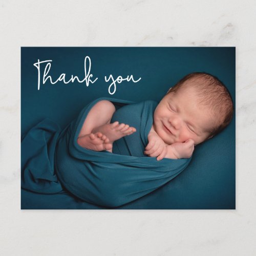 Modern Handlettering Baby Photo baby shower thanks Postcard
