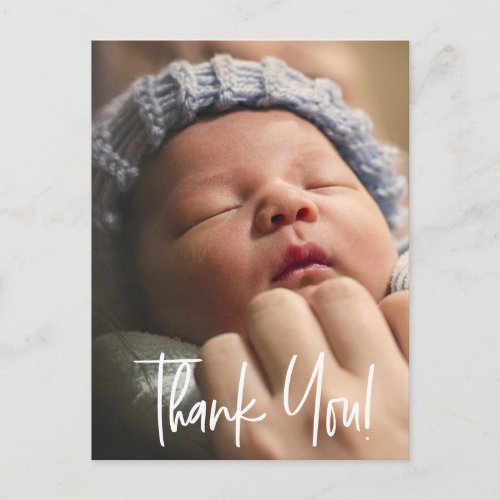 Modern Handlettering Baby Photo Birth Announcement Postcard