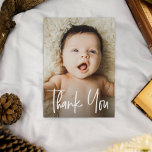 Modern Handlettering Custom Baby Shower Photo Thank You Card<br><div class="desc">Personalize these Baby shower thank you cards with a beautiful photo of your baby. Thank your family and friends who have showered you with their love and introduce your new baby with images they can cherish for many years as baby grows. Modern and unique "Thank You" handlettering script type. A...</div>