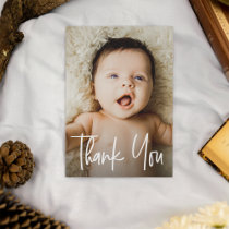 Modern Handlettering Custom Baby Shower Photo Thank You Card