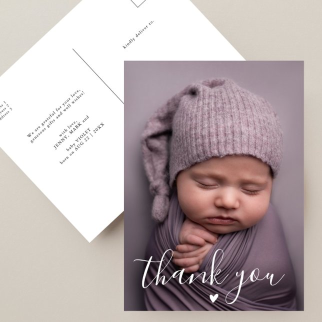 Modern Handlettering Custom Photo Baby Shower Postcard (Creator Uploaded)