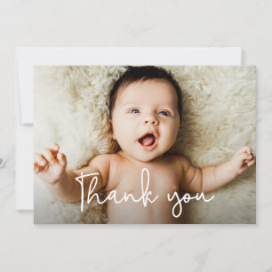 Modern Handlettering Script Baby Shower Photo Thank You Card
