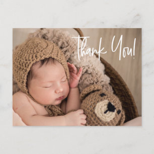 Modern Handlettering Thank You Baby Photo Birth Postcard