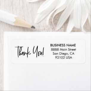 Modern Handlettering thank you business address  Label