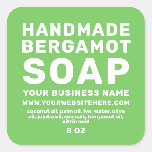 Modern Handmade Bergamot Soap Bright Green Square Sticker