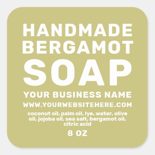 Modern Handmade Bergamot Soap Olive Green Square Sticker
