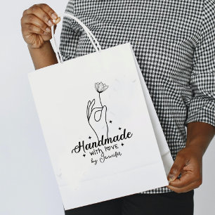 Modern Handmade by (custom name), Large Rubber Stamp