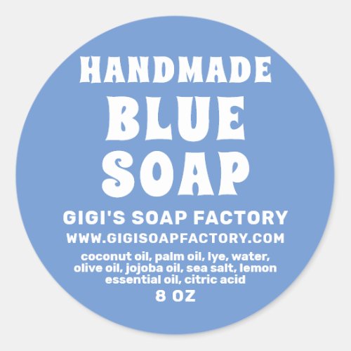 Modern Handmade Cornflower Blue Soap Classic Round Sticker