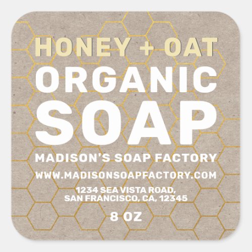 Modern Handmade Honey Oat Soap Square Sticker