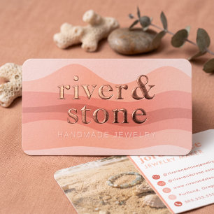 Modern Handmade Jewelry Coastal Waves Foil Spot Gloss Business Cards