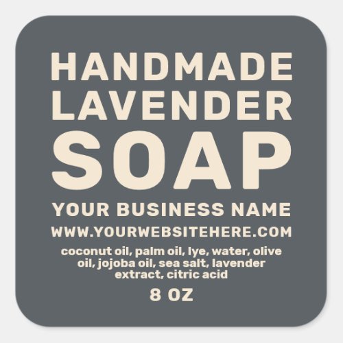 Modern Handmade Lavender Soap Black Ivory Square Sticker