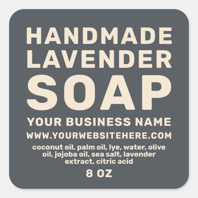 Modern Handmade Lavender Soap Black Ivory Square Sticker (Front)