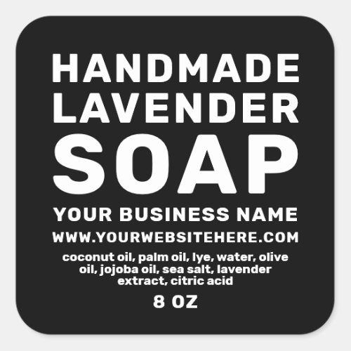 Modern Handmade Lavender Soap Black Square Sticker