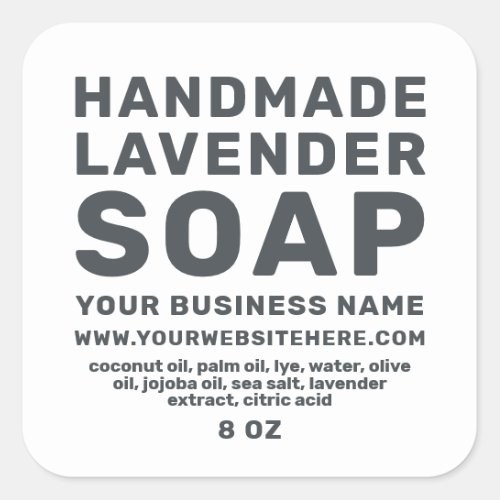 Modern Handmade Lavender Soap Black White Square Sticker