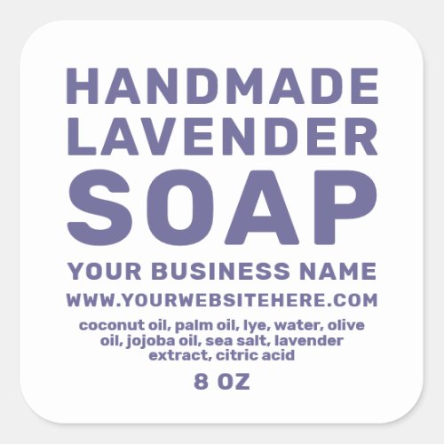 Modern Handmade Lavender Soap Blue White Square Sticker