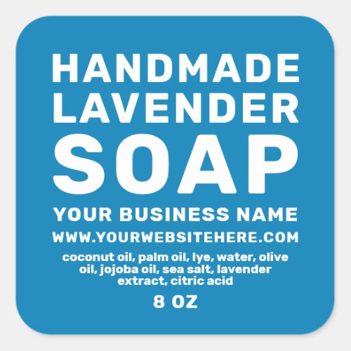 Modern Handmade Lavender Soap Bright Blue Square Sticker