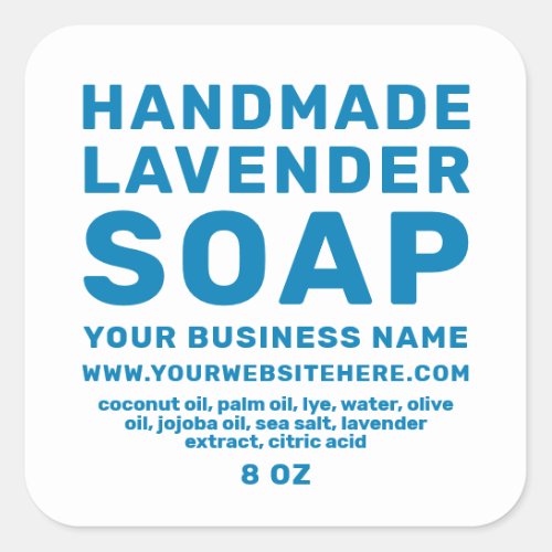 Modern Handmade Lavender Soap Bright Blue White Square Sticker