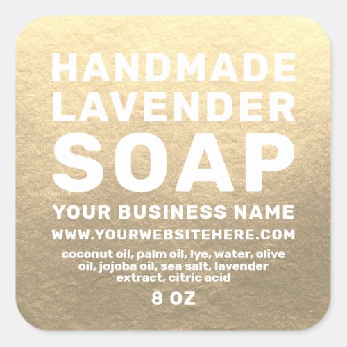 Modern Handmade Lavender Soap Champagne Gold Square Sticker