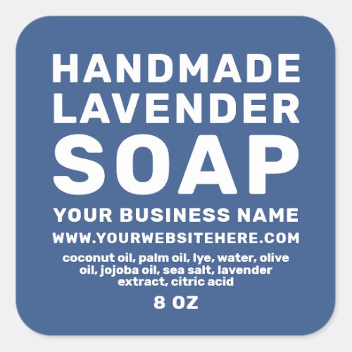 Modern Handmade Lavender Soap Classic Blue Square Sticker