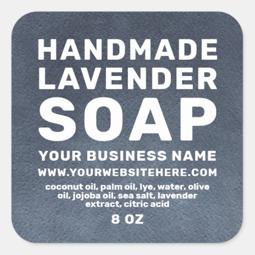 Modern Handmade Lavender Soap Dark Blue Ombre Square Sticker