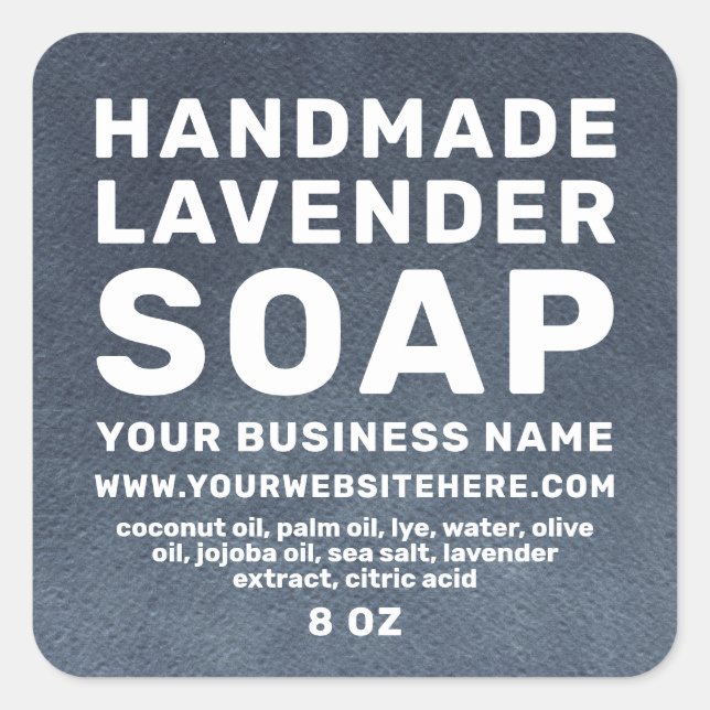 Modern Handmade Lavender Soap Dark Blue Ombre Square Sticker (Front)