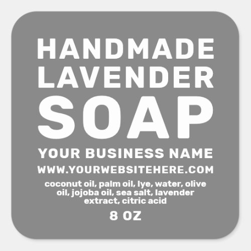 Modern Handmade Lavender Soap Dark Gray Square Sticker