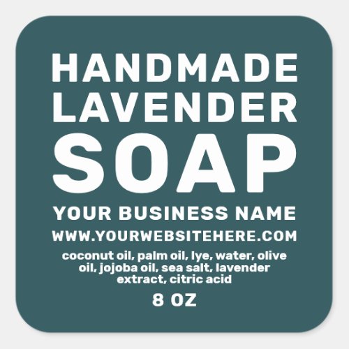 Modern Handmade Lavender Soap Deep Teal Square Sticker