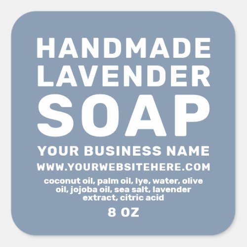 Modern Handmade Lavender Soap Denim Blue Square Sticker