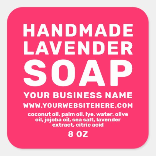 Modern Handmade Lavender Soap Diva Pink Square Sticker