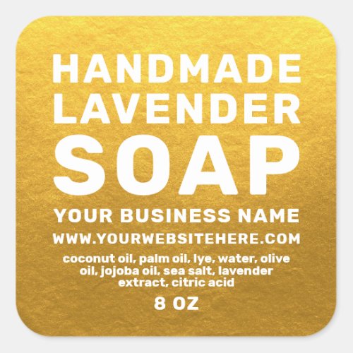 Modern Handmade Lavender Soap Gold Square Sticker