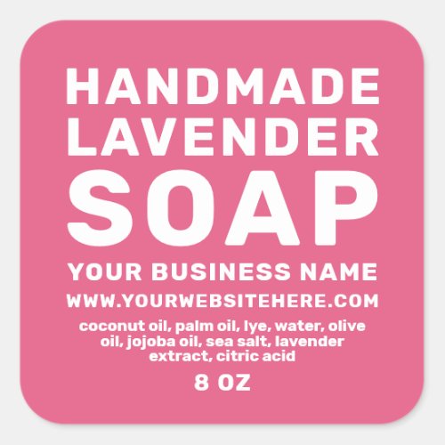 Modern Handmade Lavender Soap Hot Pink Square Sticker