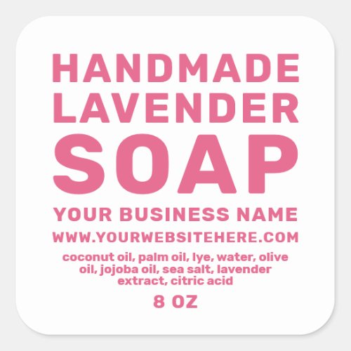 Modern Handmade Lavender Soap Hot Pink White Square Sticker