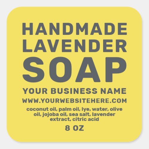 Modern Handmade Lavender Soap Illuminating Yellow Square Sticker