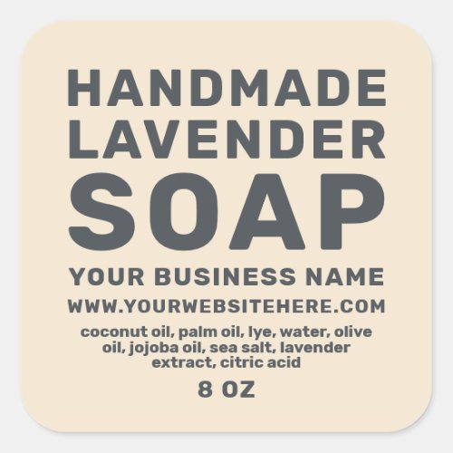 Modern Handmade Lavender Soap Ivory Square Sticker