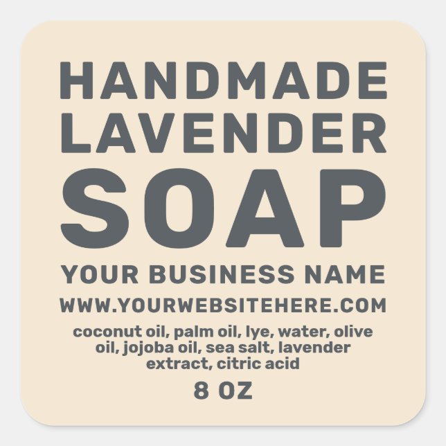 Modern Handmade Lavender Soap Ivory Square Sticker (Front)