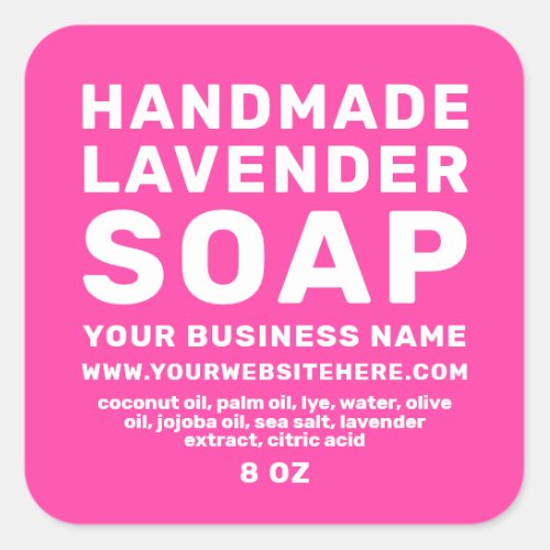 Modern Handmade Lavender Soap Knockout Pink Square Sticker