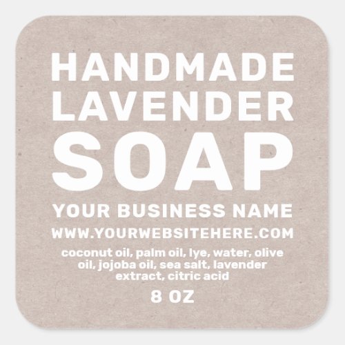 Modern Handmade Lavender Soap Kraft Paper Square Sticker