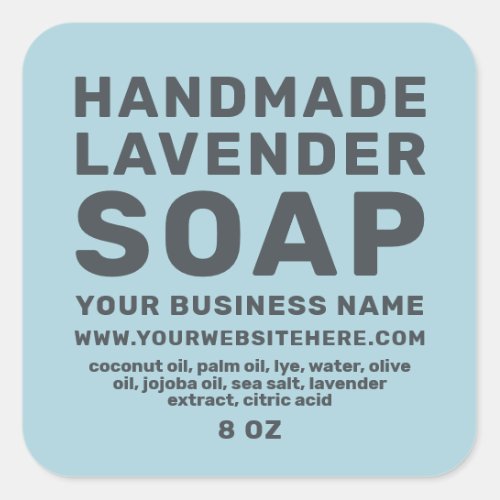 Modern Handmade Lavender Soap Light Blue Square Sticker