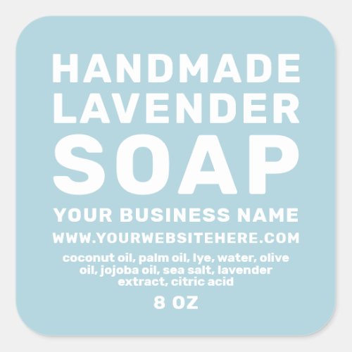 Modern Handmade Lavender Soap Light Blue Square Sticker